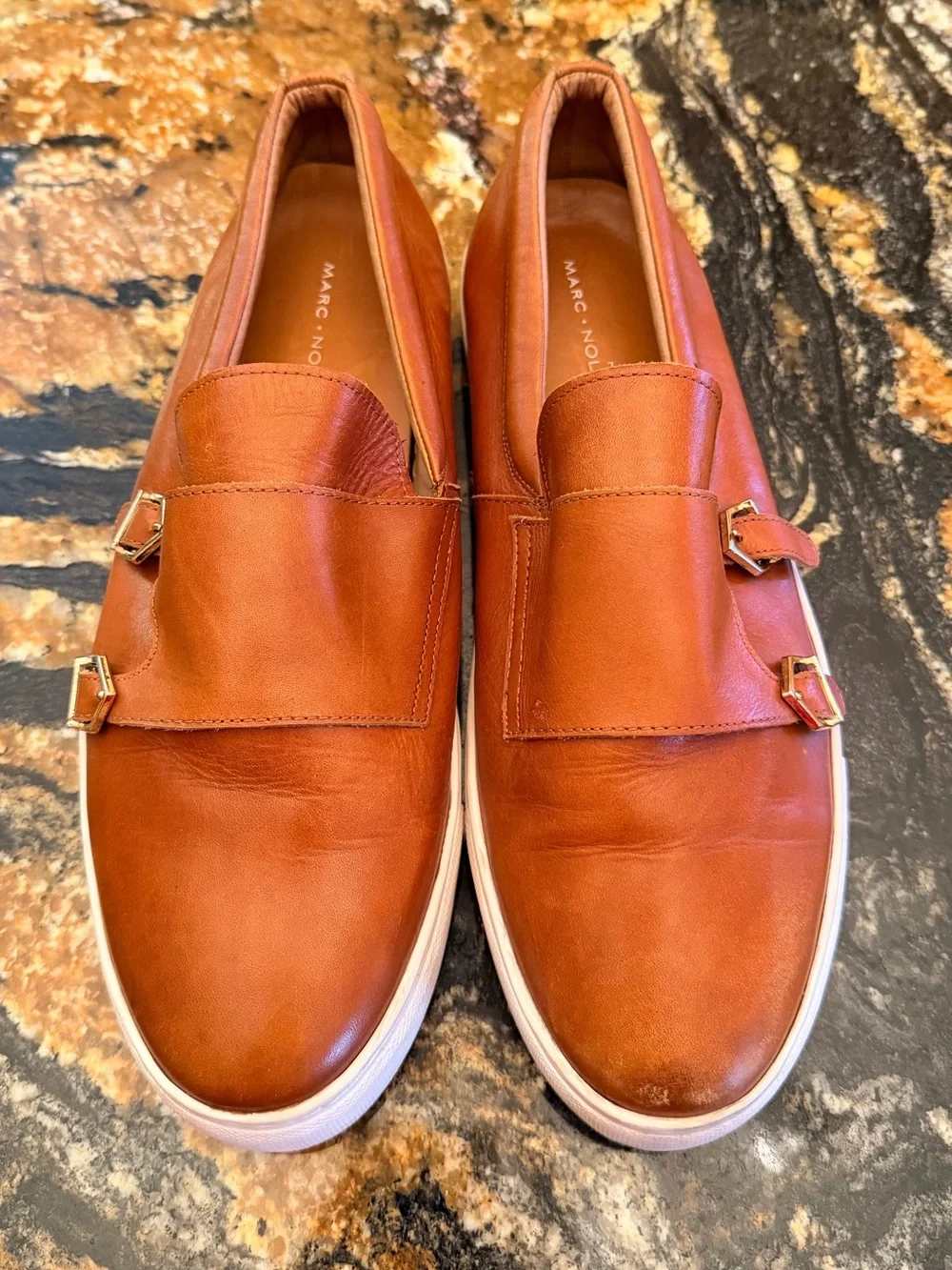 Kyler Cognac Leather Monk Strap Sneakers Sz 11